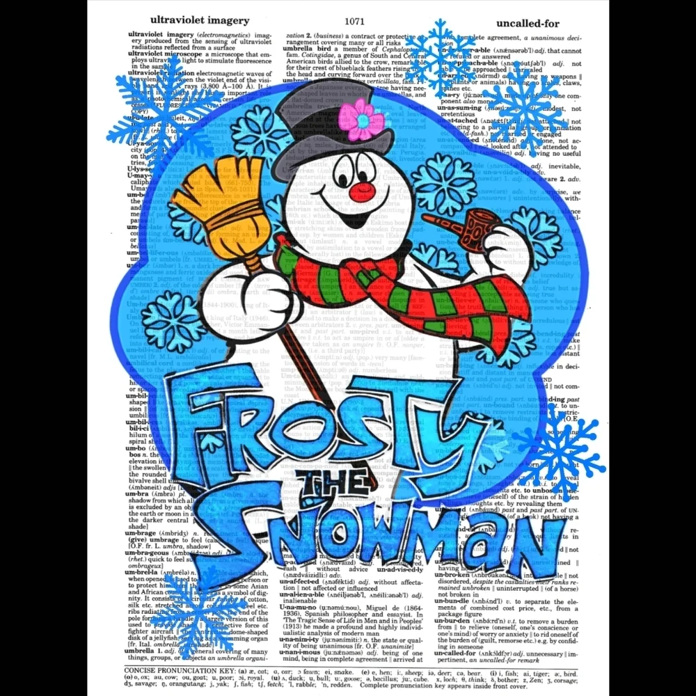 Frosty the Snowman Retro Christmas Vintage Dictionary Art Pri…